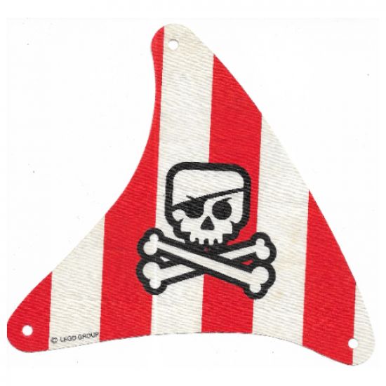 Cloth Sail Triangular with Red Stripes, Skull with Eyepatch and Crossbones Pattern