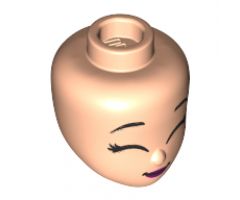 Mini Doll, Head Friends with Black Eyebrows, Closed Eyes and Magenta Lips Pattern