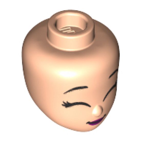 Mini Doll, Head Friends with Black Eyebrows, Closed Eyes and Magenta Lips Pattern