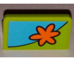 Panel 1 x 2 x 1 with Orange Flower Pattern Model Left Side (Sticker) - Set 75901