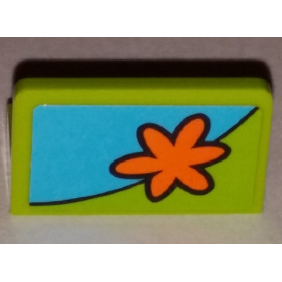 Panel 1 x 2 x 1 with Orange Flower Pattern Model Left Side (Sticker) - Set 75901