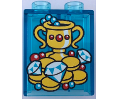 Duplo, Brick 1 x 2 x 2 with Trophy, Jewelry and Gold Coins Pattern