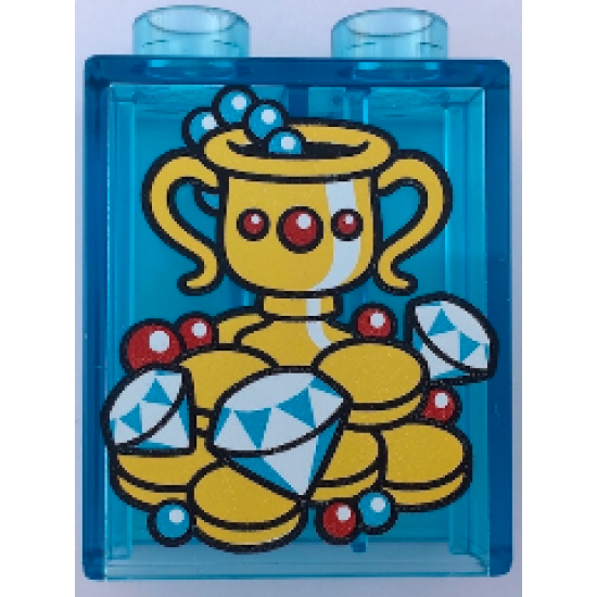 Duplo, Brick 1 x 2 x 2 with Trophy, Jewelry and Gold Coins Pattern