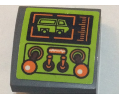 Slope, Curved 2 x 2 with Orange Controls and Screen with Van Pattern (Sticker) - Set 75902