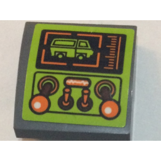 Slope, Curved 2 x 2 with Orange Controls and Screen with Van Pattern (Sticker) - Set 75902