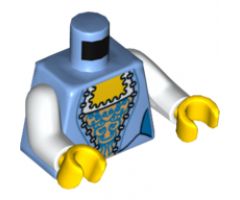 Torso Pirate Female Corset with Gold and Blue Pattern / White Arms / Yellow Hands