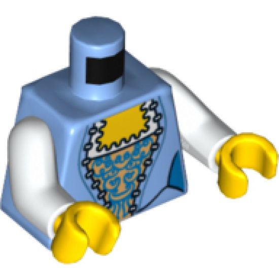 Torso Pirate Female Corset with Gold and Blue Pattern / White Arms / Yellow Hands