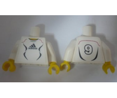 Torso Soccer Adidas Logo, White and Black No. 9 Pattern (Stickers) / White Arms / Yellow Hands