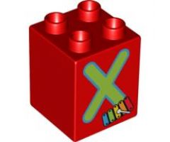 Duplo, Brick 2 x 2 x 2 with Letter X and Xylophone Pattern