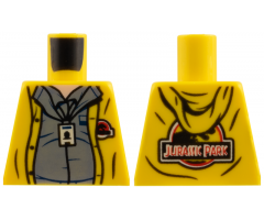 Torso Hoodie with Dark Bluish Gray Shirt, ID Badge, and Jurassic Park Logo Front and Back Pattern