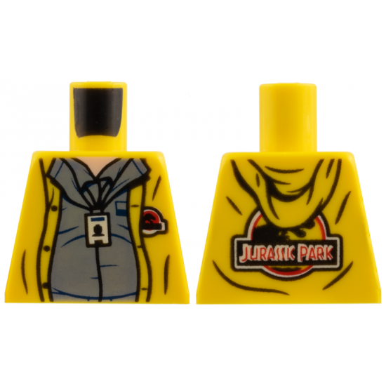 Torso Hoodie with Dark Bluish Gray Shirt, ID Badge, and Jurassic Park Logo Front and Back Pattern