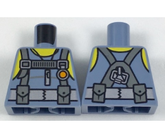 Torso Scuba Suit with Utility Belt with 2 Pouches, Yellow Neck and Shoulders Pattern