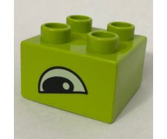 Duplo, Brick 2 x 2 with Eye, Alligator / Crocodile Slanted Pattern, on Two Sides