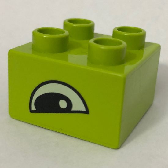 Duplo, Brick 2 x 2 with Eye, Alligator / Crocodile Slanted Pattern, on Two Sides