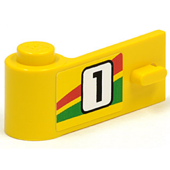 Door 1 x 3 x 1 Left with Number 1 and Red and Green Stripe Pattern (Sticker) - Set 6550