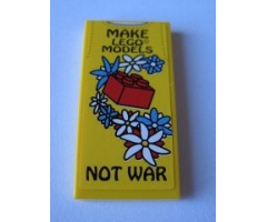 Tile 2 x 4 with Flowers, Brick, 'MAKE LEGO MODELS' and 'NOT WAR' Pattern (Sticker) - Set 10220