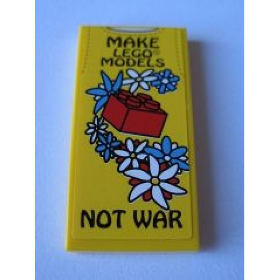 Tile 2 x 4 with Flowers, Brick, 'MAKE LEGO MODELS' and 'NOT WAR' Pattern (Sticker) - Set 10220