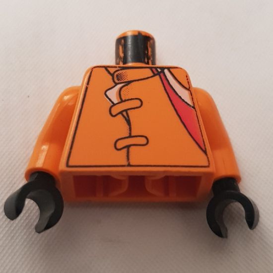 Torso Racers Jacket with Straps, Red & White Stripes Pattern / Orange Arms / Black Hands