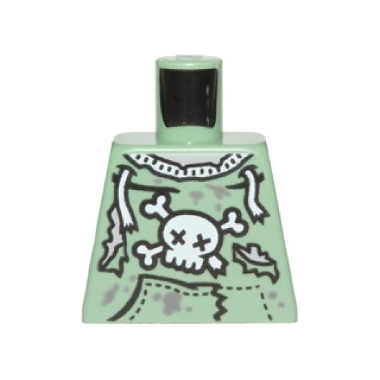 Torso Sweatshirt Tattered with Skull and Crossbones Pattern (Zombie)