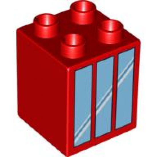Duplo, Brick 2 x 2 x 2 with Window 3 Pane Pattern (3597)