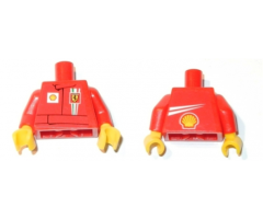 Torso Racers Ferrari front, White Streak and Shell Logo back (Stickers) without Driver Name Pattern / Red Arms / Yellow Hands