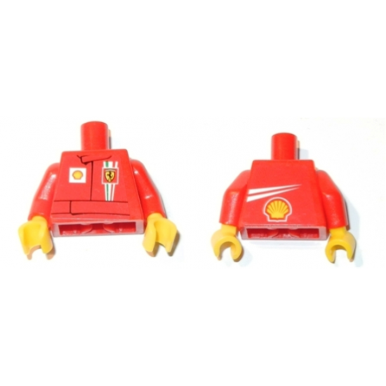 Torso Racers Ferrari front, White Streak and Shell Logo back (Stickers) without Driver Name Pattern / Red Arms / Yellow Hands