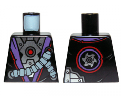 Torso Ninjago Robe with Purple Sash, Mechanical Parts and Silver Saw Blade Pattern