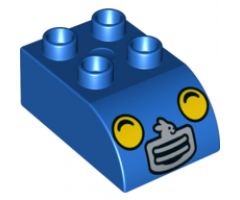 Duplo, Brick 2 x 3 with Curved Top and Yellow Headlights and Gray Bunny Grille Pattern