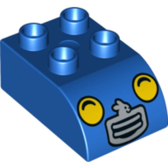 Duplo, Brick 2 x 3 with Curved Top and Yellow Headlights and Gray Bunny Grille Pattern