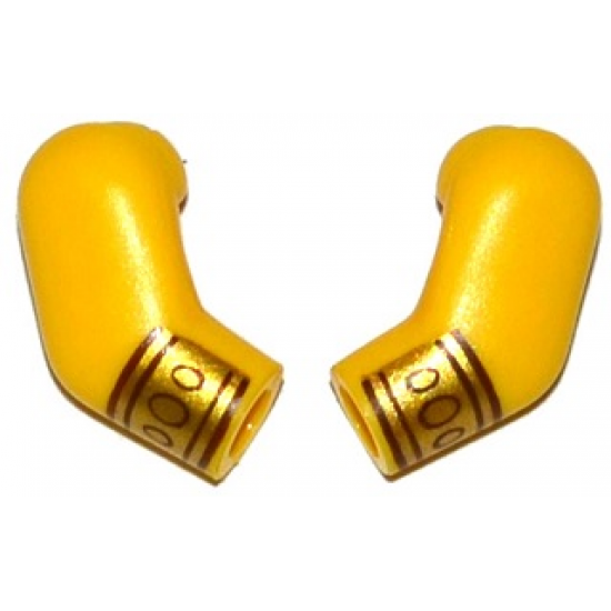 Arm, (Matching Left and Right) Pair with Gold Wristbands with 3 Circles Pattern