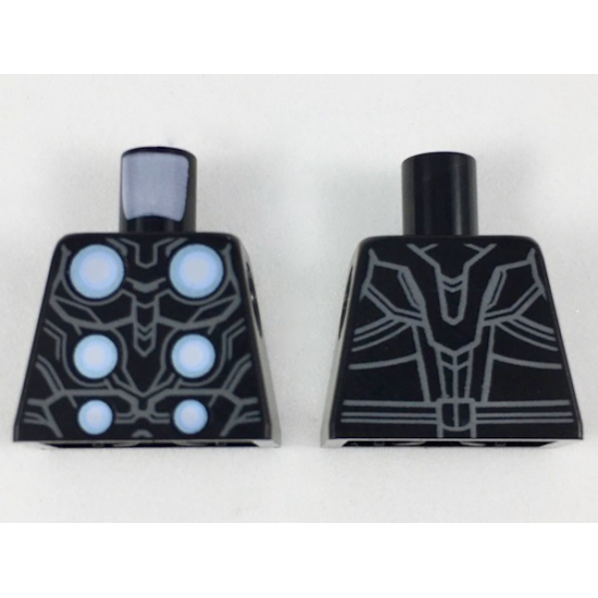Torso Armor with 6 White Disks and Light Bluish Gray Lines Pattern