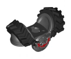 Minifigure, Body Wear Armor Breastplate with Rubber Tire Treads and Red Crooked Bat Pattern