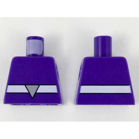 Torso, White Belt, Light Bluish Gray Triangle Buckle Pattern