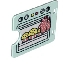 Duplo, Building Door / Window Pane 1 x 4 x 3 with Semi Oval Cutout and Cupcakes Baking in Oven Pattern
