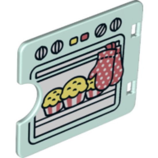 Duplo, Building Door / Window Pane 1 x 4 x 3 with Semi Oval Cutout and Cupcakes Baking in Oven Pattern