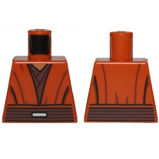 Torso SW Jedi Robe, Reddish Brown Undershirt and Belt Pattern (SW Pong Krell)