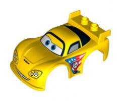 Duplo, Vehicle Car Body 2 Studs on Spoiler with Cars Jeff Gorvette Pattern