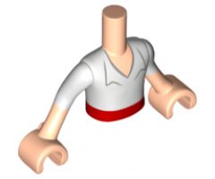 Mini Doll, Torso Friends Boy White Shirt, Open Collar and Red Belt Pattern, Light Nougat Arms with Hands with White Sleeves Pattern (Disney Princess Er