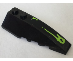 Wedge 6 x 2 Right with Lime Slime on Black Background Pattern (Sticker) - Set 70133