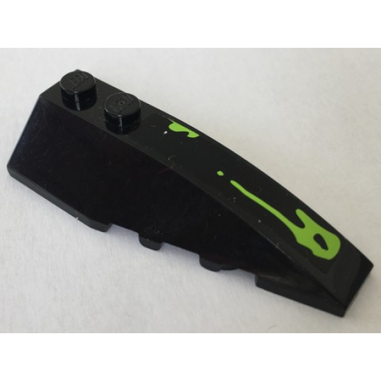 Wedge 6 x 2 Right with Lime Slime on Black Background Pattern (Sticker) - Set 70133
