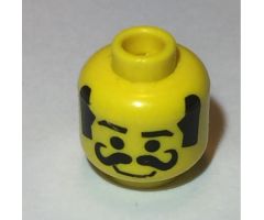 Minifigure, Head Moustache Curly Thick, Thick Sideburns, Smile Pattern - Blocked Open Stud