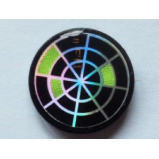 Tile, Round 2 x 2 with Holographic Radar Type 2 Pattern (Sticker) - Set 7646
