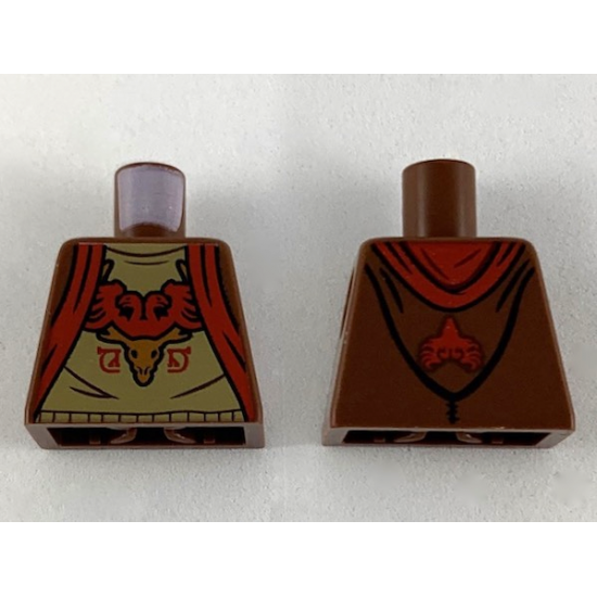 Torso Hoodie with Red Trim, Dark Tan Shirt with Red and Medium Nougat Durmstrang Crest Pattern