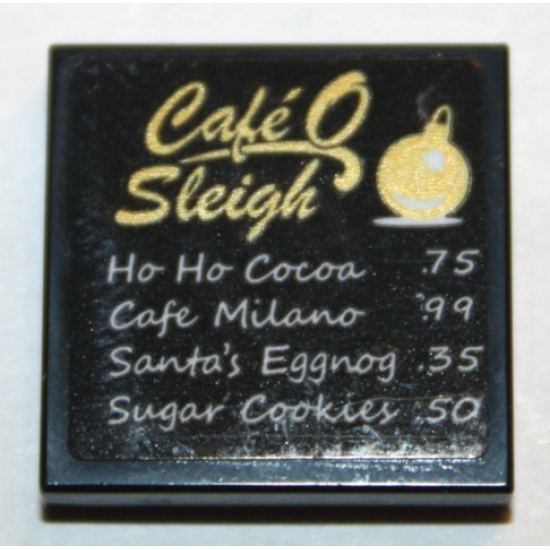 Tile 2 x 2 with 'CafÃ© O Sleigh' (Cafe) and Menu Pattern (Sticker) - Set 10259