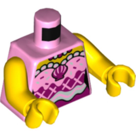 Torso Female Yellow Shoulders, Pearl Necklace, Magenta Shell and White Sprinkles and Trim Pattern / Yellow Arms / Yellow Hands