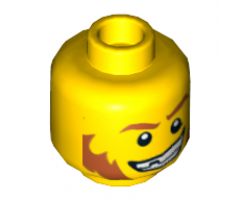 Minifigure, Head Red Eyebrows and Sideburns, Broken Tooth, Determined Grin, Pupils Pattern - Hollow Stud