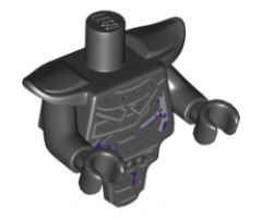Torso, Modified Short with Smooth Armor Breastplate with Shoulder Pads and Silver Armor and Dark Purple Splatters Pattern / Black Arms / Black Hands