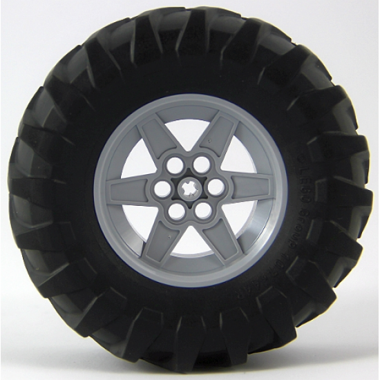 Wheel & Tire Assembly 56mm D. x 34mm Technic Racing Medium, 6 Pin Holes with Black Tire 107 x 44R (15038 / 23798)