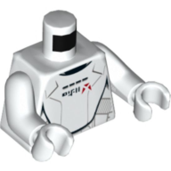 Torso SW Armor Jet Trooper with Black Alien Characters and Red Markings Pattern / White Arms / White Hands