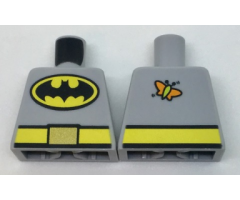 Torso Batman Logo in Yellow Oval, Yellow Belt with Gold Buckle, Orange and Lime Moth on Back Pattern